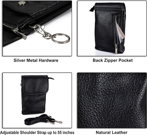 befen Genuine Leather Small Crossbody Bags for Women Cell Phone Bag Cross Body Purses,Silver Zipper...