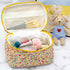 PAZIMIIK Cotton Makeup Bag for Women Large Quilted Travel Cosmetic Case Girls' Make Up Organizer,Little Flower...