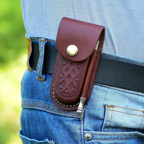 Handmade Damascus Pocket Knife for Men - 6.5 Inches Damascus Folding Knife with Sheath - Pocket Knives and Folding Knives with Back Lock - Best fo...