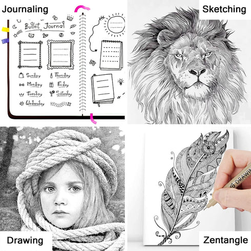 Micro Fineliner Drawing Art Pens: 16 Black Fine Line Waterproof Ink Set Artist Supplies Archival Inking Markers Liner Professional Sketch Outline ...