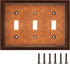 Raised Pearls Decorative Wall Plate Switch Plate Outlet Cover (Triple Toggle, Sponged Copper)...