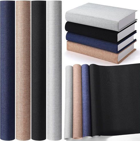 4 Pcs 40 x 16 Inches Book Cloth Bookcover Fabric Surface with Paper Backed Book Binding Cloth Fabric Book Cover for Scrapbooking Album DIY Craft S...