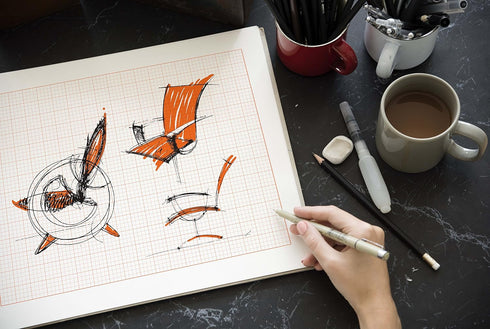 Design Ideation Grid PAD. Removable Sheet. Premium Paper. Smart-Bind Reinforced Lay Flat Binding. Orange Grid. (8.5" X 11") PAD-2550-TS (1 Book)...