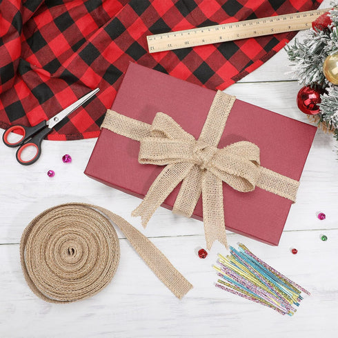 20 Yard Burlap Wide Ribbon Jute Ribbon Natural Burlap Wired Edge Ribbon for Wreaths Crafts Valentine's Day Gift Wrapping Party Decoration Outdoor ...