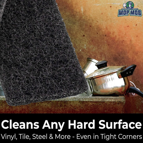 Heavy Duty XL Black Scouring Pad 5 Pack. 10 x 4.5in Large Multipurpose Nylon Scrubbing Sponges. Clean Bathrooms, Kitchens, Counters and Floors to ...