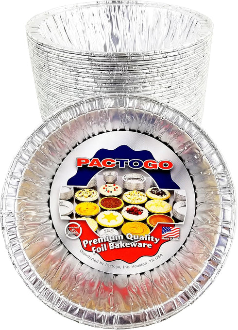 PACTOGO Disposable Aluminum 5 3/4" Meat Pot Pie Extra Deep Pan Baking Tin (Pack of 50)...