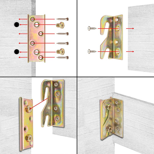 Lesnala 4-Piece Bed Railing Bracket Used to Connect Wood, Bed Replacement Parts, Headboard and Footboard Fixing Fittings Wooden Bed Frame Used to ...