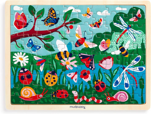 Mudpuppy Garden Life – 100 Piece Wooden Puzzle and Display Stand for Room Decor with Bright and Bold Illustrations of A Scenic Garden for Kids...