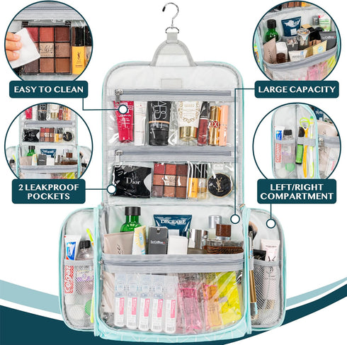 PAVILIA Large Hanging Toiletry Bag Travel Bag Women Men, Cosmetic Organizer, Water Resistant Makeup Bag Accessories Toiletries, Travel Essentials ...