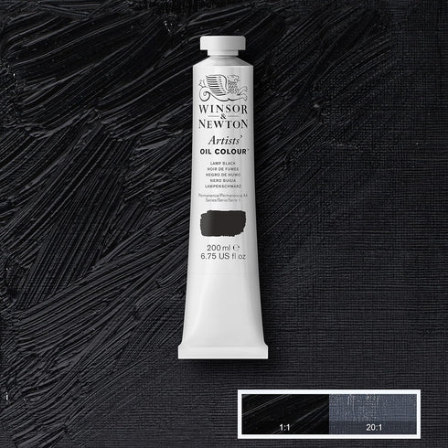 Winsor & Newton Artists' Oil Color, 200ml (6.75 oz) Tube, Lamp Black...