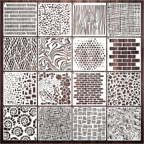 Cubist Stencils for Crafts Reusable 6 X 6 Inch Texture Mixed Media Burlap Art Painting on Wood Wall Canvas Brick Layered Pattern Paint Art Stencil...