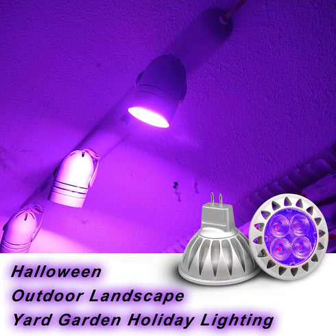 ALIDE Purple MR16 GU5.3 Led Bulbs 5W,20W 35W 50W Halogen Equivalent,12V Low Voltage MR16 Led Purple Bulbs for Halloween Outdoor Landscape Yard Gar...