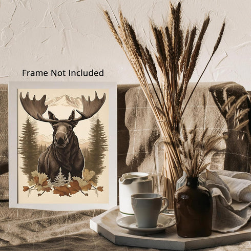 Posterizer 1 pcs- Big moose with a background of jungle and mountains-Art for Animal Lovers-Floral Botanical Art- Gift for Men Women Teens-Decor ...