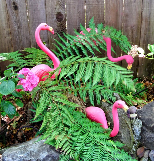 GIFTEXPRESS Pink Flamingos Yard Decorations - 4 Pack Small 14" Tall Plastic Flamingo Statue w/Metal Stakes - Lawn Ornaments & Garden Decor for Out...