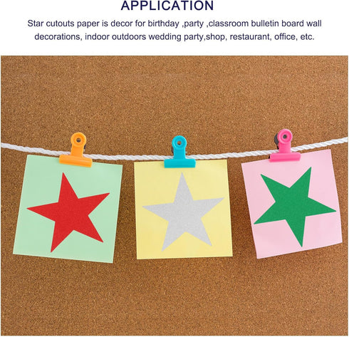 MECCANIXITY Glitters Star Cutouts Paper Five Star Confetti Cutouts for Birthday Party Classroom Wedding Bulletin Board Wall Decorations 5.9 Inches...