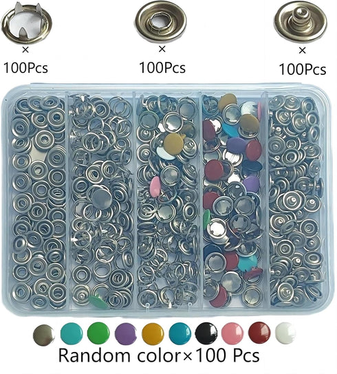 ZZYWWP 100 metal snaps for fabric, snap button kit with Button Pliers, 9.5mm snap buttons for Handmade DIY, Clothing Sewing, Handmade Crafts (10 C...