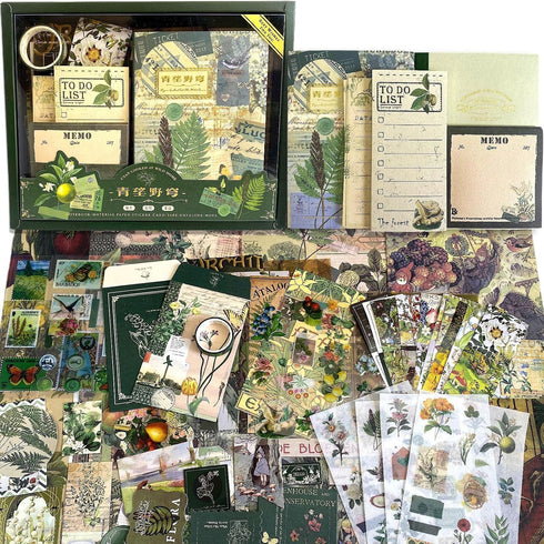 LCLAIDYDY Scrapbooking Supplies Kit,Vintage Botanical Aesthetic Scrapbook Kit,Bullet Junk Journal Kit with Journaling,A6 Grid Notebook,Stationery,...