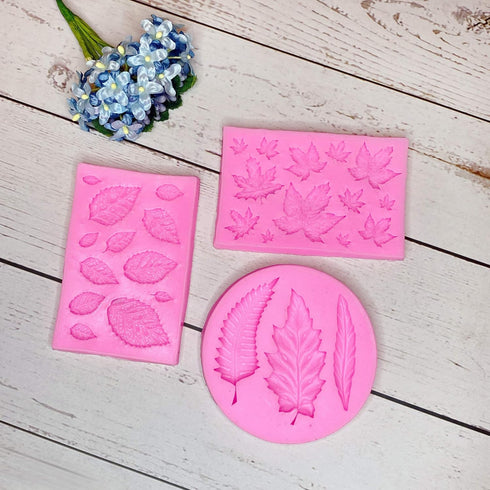3 Pcs Assorted Leaf Fondant Mold, 3D Leaf Silicone Molds for Chocolate Candy, Sugarcraft Cake Decoration, Cupcake Topper, Polymer Clay...