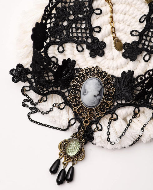 Sacina Victorian Lace Choker Necklace, Black Velvet, Zinc Alloy, Goth Jewelry Gift for Women...