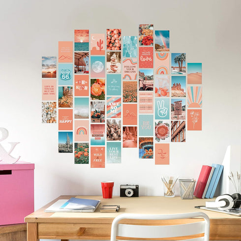 Artivo Peach Wall Collage Kit, Preppy Room Decor Aesthetic Pictures Wall Decor, Cute Picture Collage, Preppy Pictures for Wall, Teen Girls Room De...