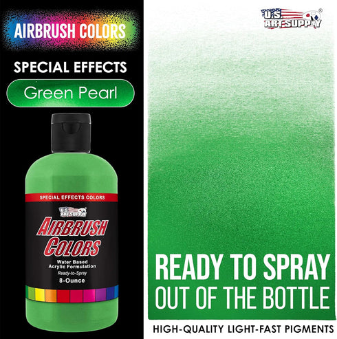 U.S. Art Supply Ready to Spray Green Pearl Pearlized Special Effects Acrylic Airbrush Paint - 8oz Bottle, Professional Grade Non-Toxic Water-Based...