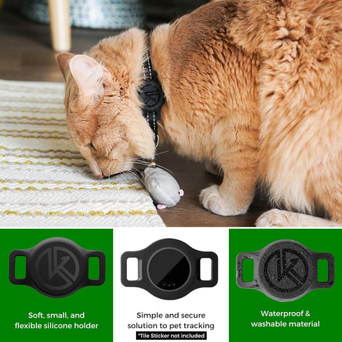 Tile Sticker Cat Collar Holder: The Smallest, Lightest, and Most Comfortable Tracking Case for Cats - Track Your Pet With iPhone Samsung Android D...