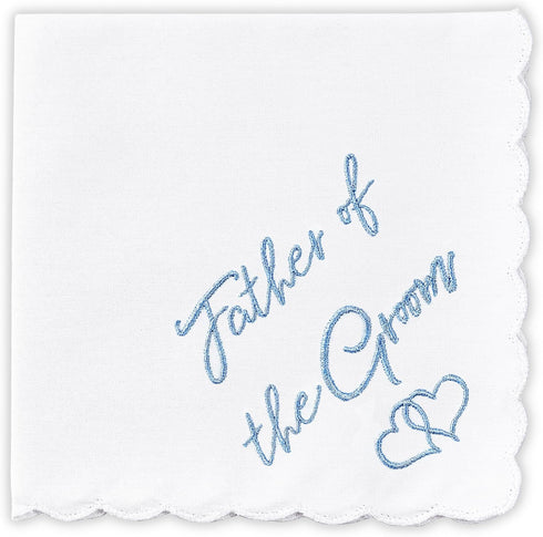 W&F GIFT Wedding Handkerchief - 12" x 12" - Something Blue for Bride on Wedding Day - Mother of The Bride Gifts, Bridal Wedding Hankie – Father of...