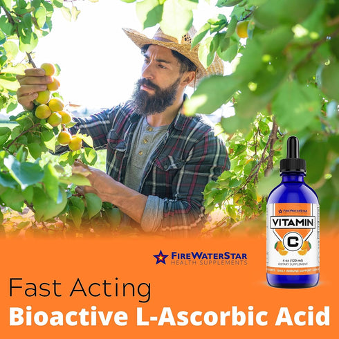 FWS Liquid Vitamin C Drops - Bioactive Vitamin C Liquid Supplement for Adults and Kids - Organic, Non-GMO, Vegan - Pure Ascorbic Acid - Skin Healt...