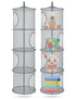 Libeder Mesh Hanging Storage Space Saver Bags Organizer,Foldable Storage Organizer 4 Compartments Toy Storage Basket for Kids Room Bathroom 2 Sets...