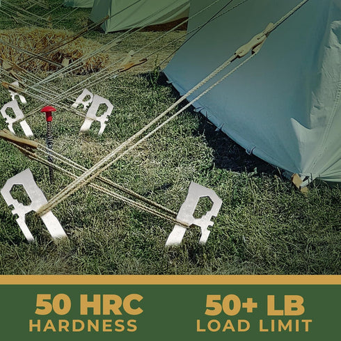 Camping Tent Stakes - Heavy Duty Tent Pegs Outdoor, Metal Tarp Spikes and Inflatable Tent Pole Pins 6 Pack...