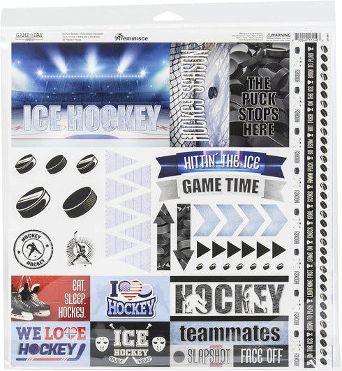 Reminisce Game Day Hockey Scrapbook Collection Kit Paper Crafts, Multi Color Palette, 12x12 inches...