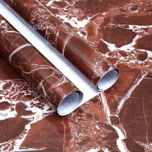 Marble Countertop Contact Paper Peel and Stick Countertops for Ktichen, Easy to Install Waterproof Vinyl Marble Wallpaper, Dark Red Contact Paper ...
