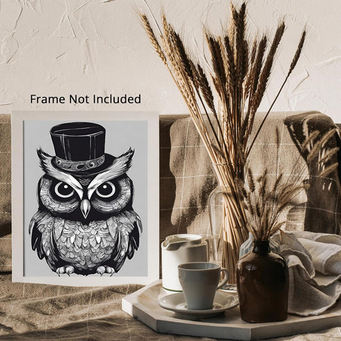 Posterizer 1 pcs- dapper gothic owl with a top hat-Gothic Art-Art for Animal Lovers- Living Room Bedroom Decor- unframed wall art...