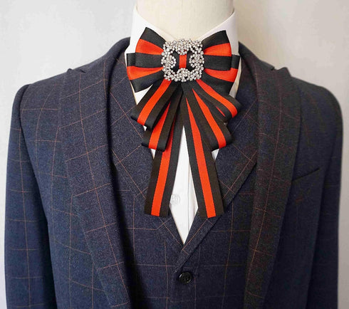 ladies girl bowknot bow tie suit shirt tie pins necktie pin brooch pre-tied ribbon brooches for Christmas (black/SR138)...