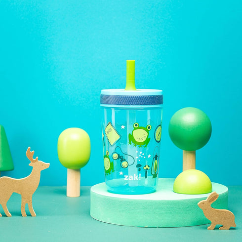 Zak Designs Kelso 15 oz Tumbler 2pc Set, (Campout) Leak-Proof Screw-On Lid with Straw Made of Durable Plastic and Silicone, Perfect Cup Bundle for...