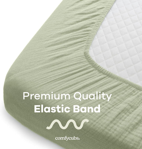 Muslin Fitted Crib Sheet, Extra Soft 100% Muslin Cotton Crib Sheets for Standard Crib and Toddler Mattresses by Comfy Cubs...