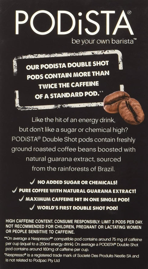 Podista Nespresso Compatible Capsules Double Shot Pods - Extra Intense - 10 Pod Package...