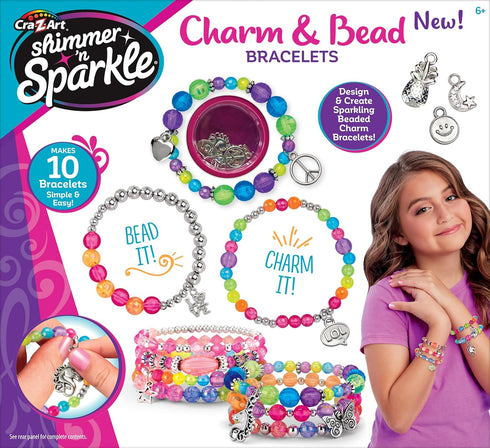 Shimmer 'n Sparkle Charm & Bead Bracelet Maker by CRA-Z-Art – DIY Beaded Charm Friendship Bracelet Making Kit...