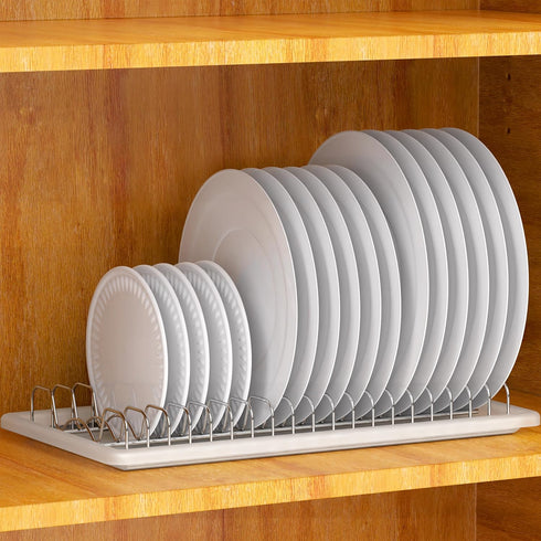 Simple Houseware Stainless Steel Plate Drying Rack with Drainboard, Chrome...