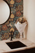 HAOKHOME 93291 Wallpaper Peel and Stick Floral Boho Brown/PeachPuff/Green Retro Wall Decor Bathroom Removable Mural 17.7in x 6.6ft...