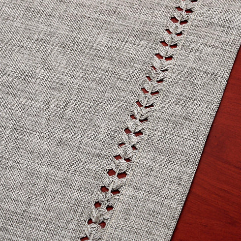 Grelucgo Handmade Hemstitch Gray Dining Table Runner Or Dresser Scarf, Rectangular 14 by 72 Inch...