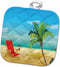 3D Rose Scene with A Beach Chair and Palm Tree Pot Holder, 8 x 8...