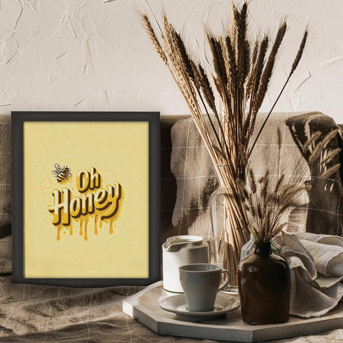 Posterizer 1 pcs-Oh Honey- Funny puns-Romantic Art-Comedy Art-Gifts for Women-Gift for Girls, Boys, Teens-Living Room Bedroom Decor- UNFRAMED Wall...