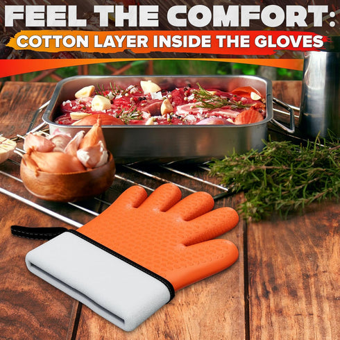 Silicone Gloves Heat Resistant Gloves for Grilling - BBQ Gloves Silicone Oven Mitts Heat Resistant Gloves for Cooking Smoker Gloves for Hot Food H...
