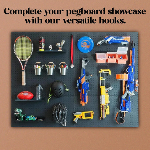 100-Pack Jewelry Tower Black J-Shaped Peg Hooks for 1/4 Inch Pegboard Hole Size - Pegboard Hooks for Jewelry Garage Tools Organizer Storage - Pegb...