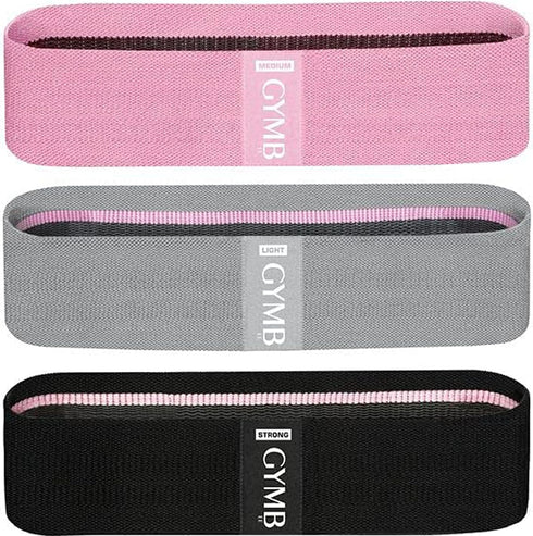 Gymb Premium Resistance Bands for Working Out - Exercise Bands to Workout Glutes, Thighs & Legs - Non Slip Cloth Booty Bands for Gym & Home Fitnes...