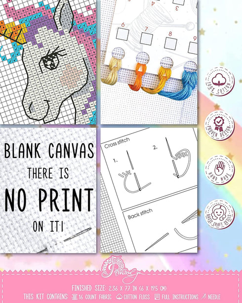 Povitrulya Embroidery Kit 'Unicorn' - Counted Cross Stitch Bookmark Set...