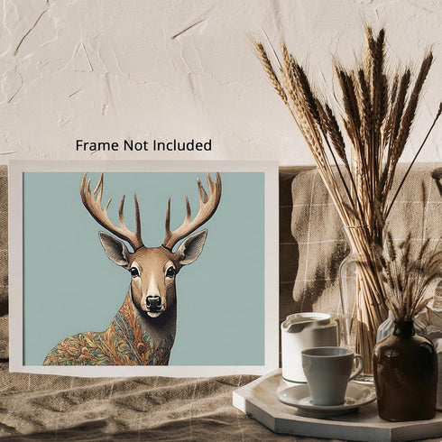 Posterizer 1 pcs- beautiful deer with antlers and pastel background-Art for Animal Lovers- Living Room Bedroom Decor- unframed wall art...