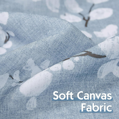 FMFUNCTEX Blue White Tier Curtains 36 Inch Length for Kitchen Windows White Blossom Floral Print Half Bathroom Window Curtain Panels Café Curtains...