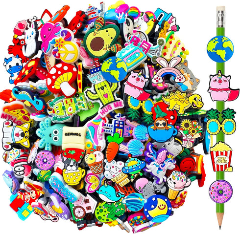 100 Pcs Cute Pencil Topper Decoation,Mixed Different Style Lovely Pencil Clips,Bulk Pen Toppers Charm Accessories for Kids,Classroom Rewards Prize...